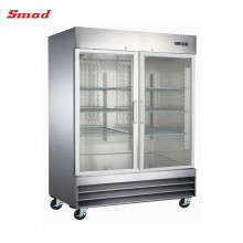 Double Glass Door Stainless Steel Commercial Refrigerator